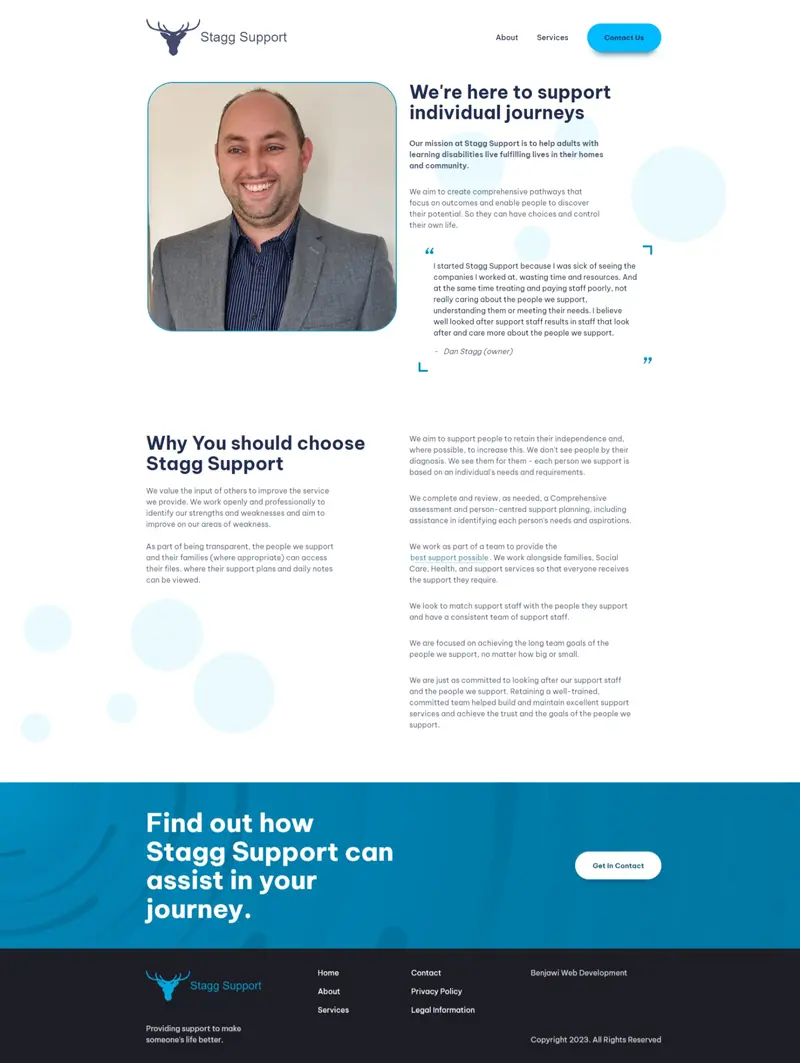 Stagg Support site preview three