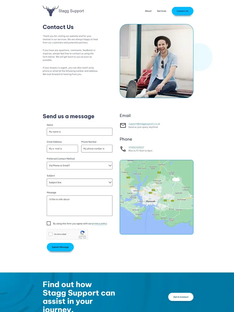 Stagg Support site preview four